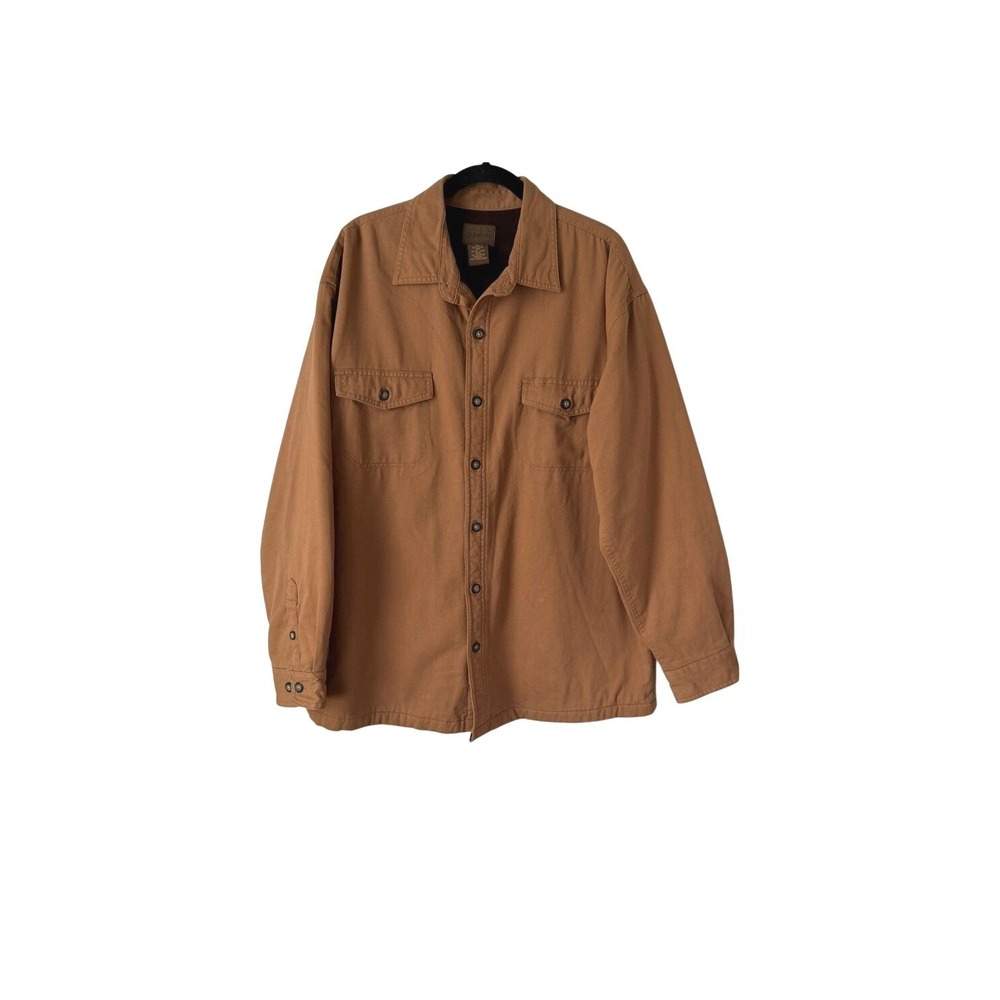 St. John's Bay Men's Fleece Lined Brown Shirt Jacket Utility Chore Coat Shacket